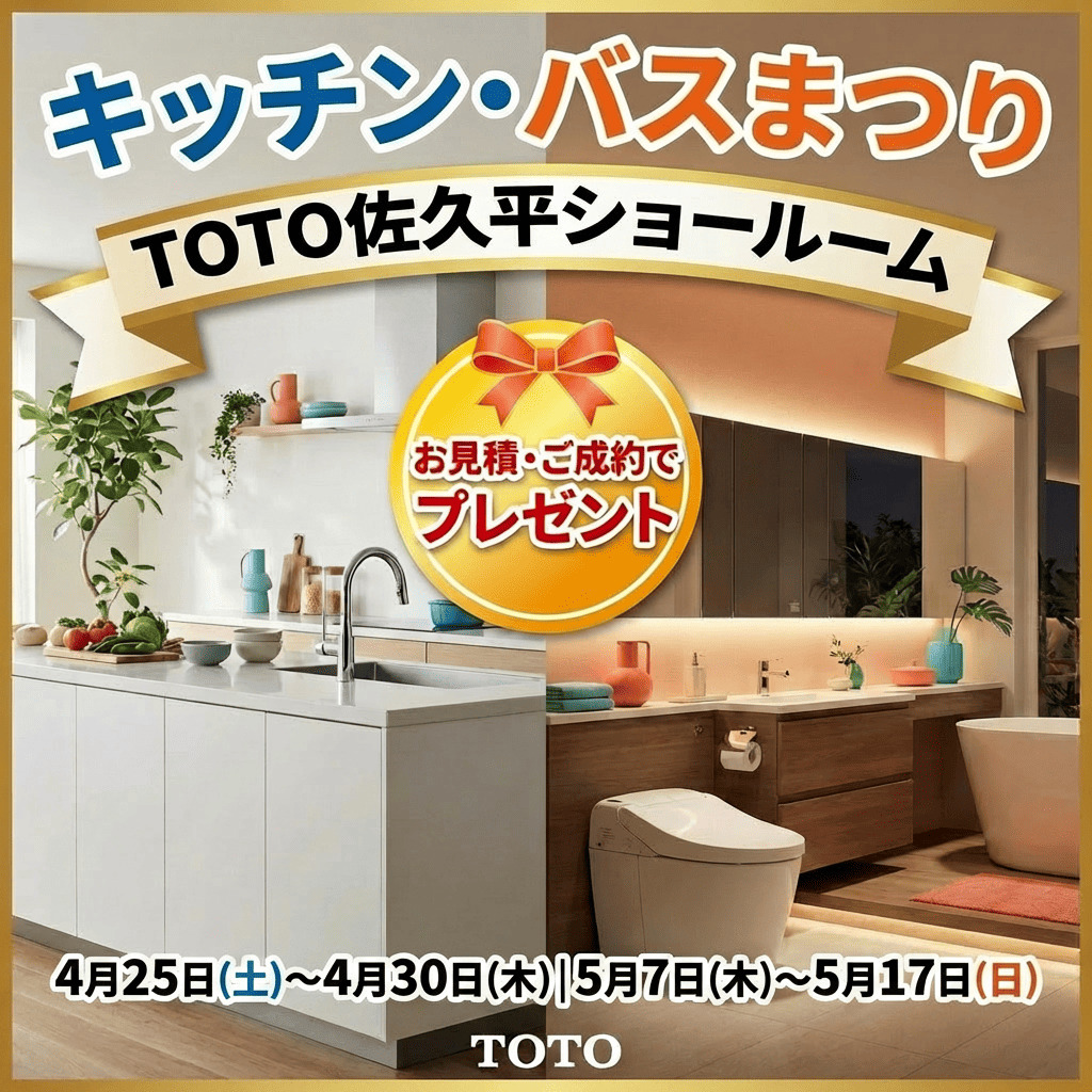 ＼豪華特典がもらえる14日間／TOTOショールーム体感フェア キッチン・バスまつり